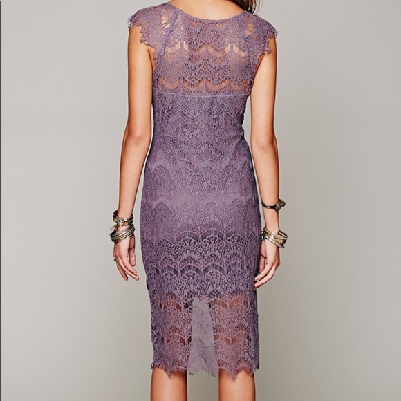 Free People Dresses & Skirts - Free People Lavendar Lace Bodycon Dress With Slip, Size Small